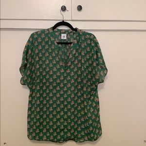 CAbi green floral blouse